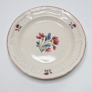 Tienshan Stoneware Folk Flora Salad Plate 8.25 Inch Cream Pink Blue Floral